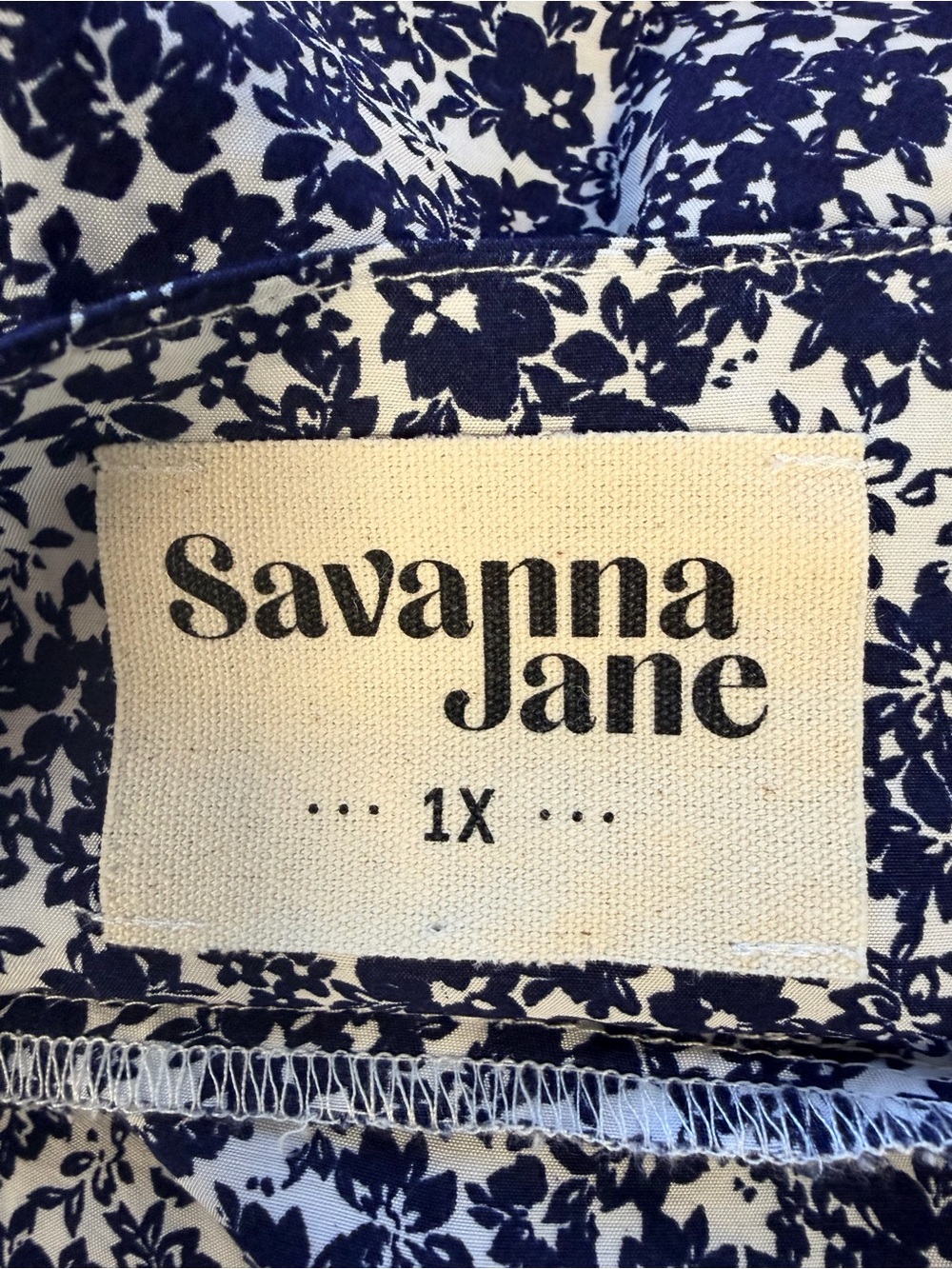 Savanna Jane Blue White Floral Embroidered Boho Peasant Blouse 1X Cottagecore - Picture 5 of 6
